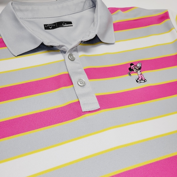 Callaway Polo Disney Mickey Mouse Pink Striped Embroidered size Large - Picture 8 of 14